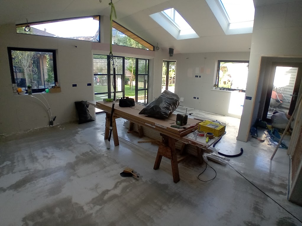Finished living room after a 1950s semi retrofit